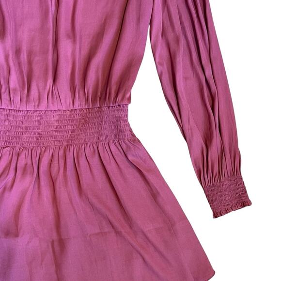 Evereve Women’s Sz XS NWT Shiloh Satin Long Sleeve Mini Dress Dusty Rose $118 - Picture 12 of 13